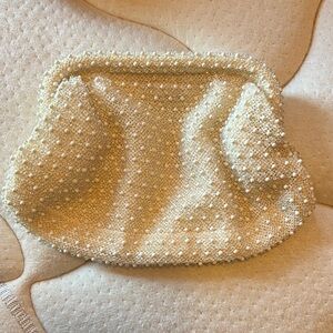 Elegant Cream Beaded Clutch